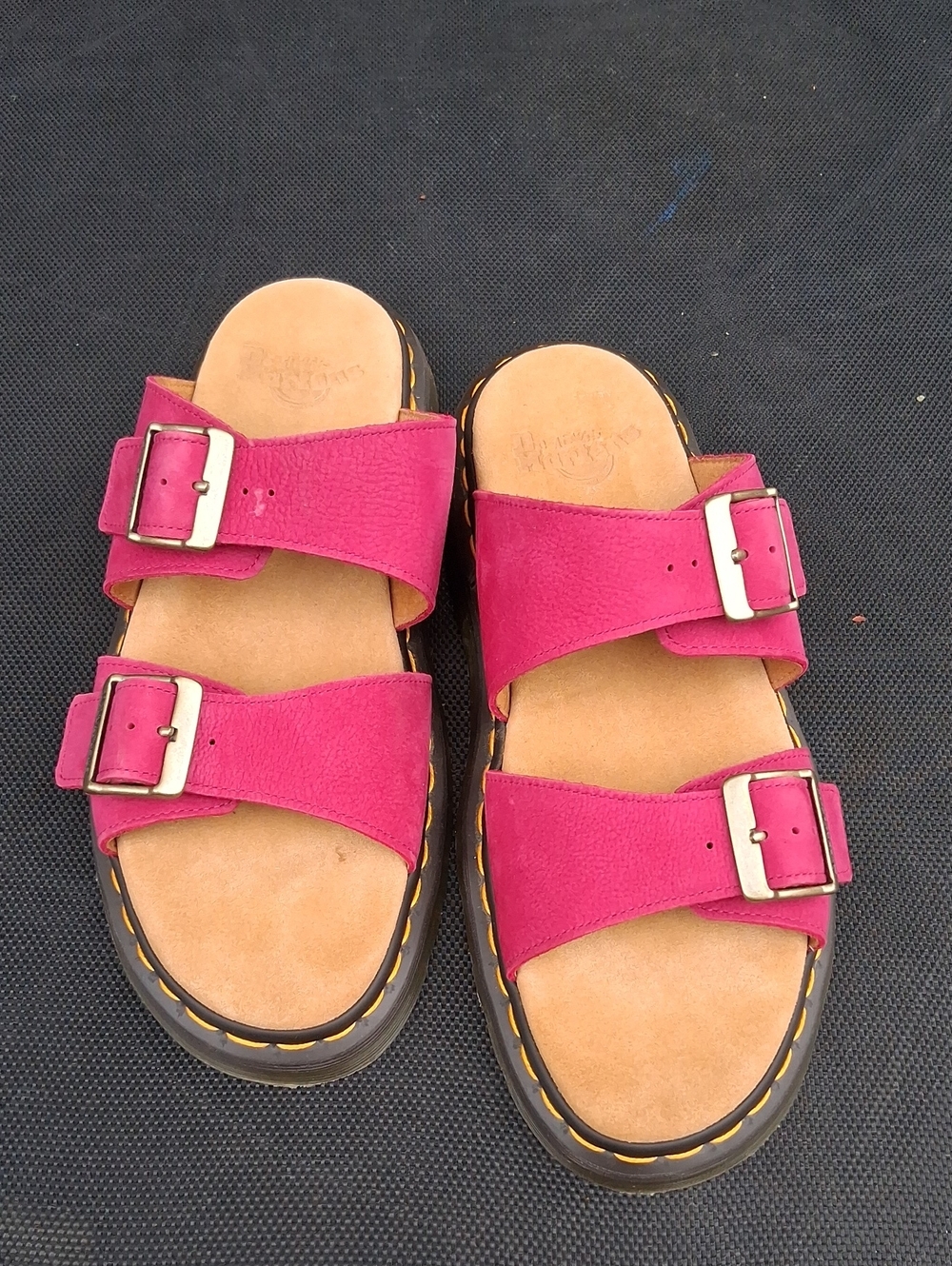 Dr. Martens Women’s Bright Fuchsia Double-Buckle Slide Sandals